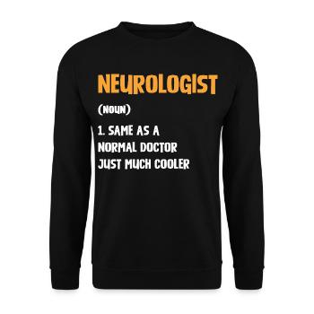Neurologe Spruch: Herausragender Arzt - Unisex Pullover - Schwarz - Vorne - Alina (178cm) & Michal (187cm)