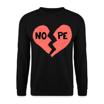 Nope Broken Heart Sad Sarcastic Anti Valentine - Unisex Sweatshirt - black - Front - Alina (178cm) & Michal (187cm)