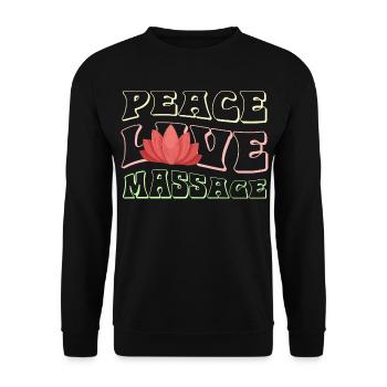 Peace Love Massage Lotus - Unisex Sweatshirt - black - Front - Alina (178cm) & Michal (187cm)