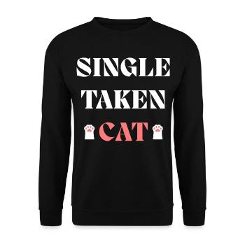 Single-Taken-Katzen-Valentinstag - Unisex Pullover - Schwarz - Vorne - Alina (178cm) & Michal (187cm)