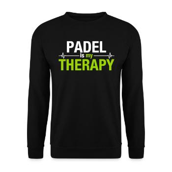 Padel est ma thérapie Heartbeat Sport Statement - Sweat-shirt Unisexe - noir - Devant - Alina (178cm) & Michal (187cm)