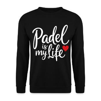 Padel is my life Sportler Statement Herz - Unisex Pullover - Schwarz - Vorne - Alina (178cm) & Michal (187cm)