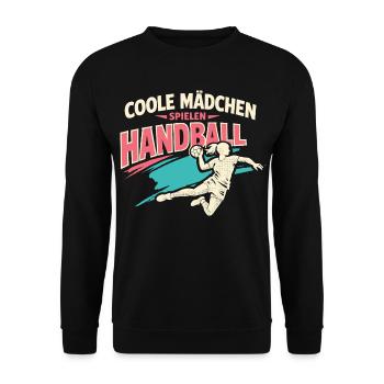 Cute Handball Player Gift Girl - Unisex Sweatshirt - black - Front - Alina (178cm) & Michal (187cm)