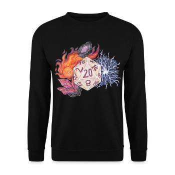 RPG Tabletop D20 Dice Gift Magician - Unisex Sweatshirt - black - Front - Alina (178cm) & Michal (187cm)