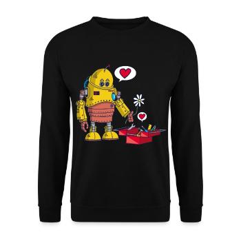 Der Roboter und die Liebe - Unisex Pullover - Schwarz - Vorne - Alina (178cm) & Michal (187cm)