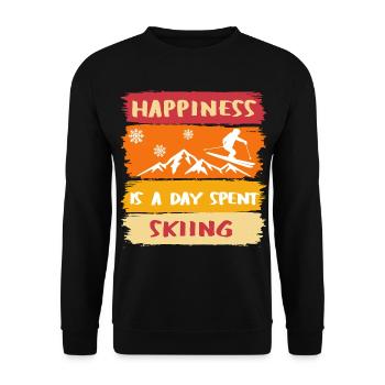 Happiness is a day spent Skiing - Skiing happy - Unisex Sweatshirt - black - Front - Alina (178cm) & Michal (187cm)