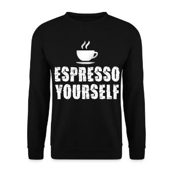 Espresso Yourself Typographic Cup - Unisex Sweatshirt - black - Front - Alina (178cm) & Michal (187cm)