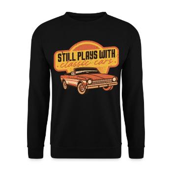 Classic Car Collector Still Plays With Classic Cars - Unisex Sweatshirt - black - Front - Alina (178cm) & Michal (187cm)