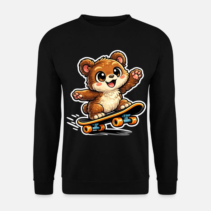 Cuddly Bear Skateboard Adventure - Unisex Sweatshirt - black