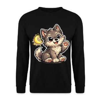 Mondnacht Wolfchen Cuddly Paw - Unisex Sweatshirt - black - Front - Alina (178cm) & Michal (187cm)