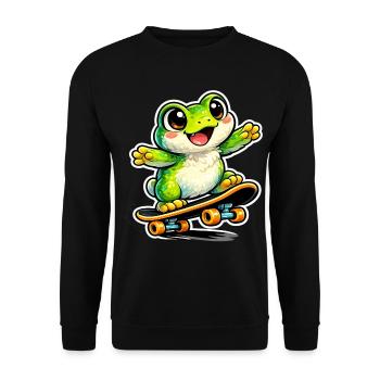 Happy Frog Skateboard - Sweat-shirt Unisexe - noir - Devant - Alina (178cm) & Michal (187cm)