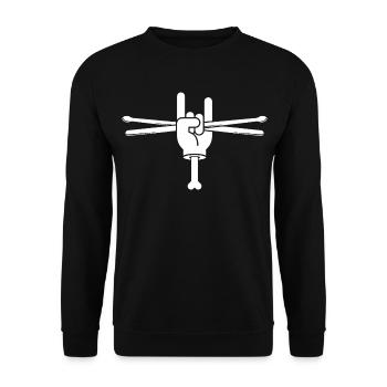 Handhaltende Trommelstöcke - Unisex Pullover - Schwarz - Vorne - Alina (178cm) & Michal (187cm)