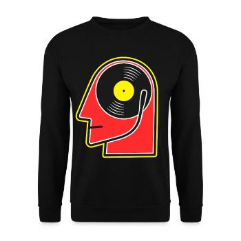 Vinyl Album Head Cartoon Portrait - Unisex Sweatshirt - black - Front - Alina (178cm) & Michal (187cm)