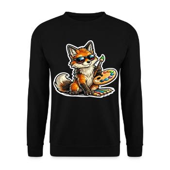 Frecher Fuchs Maler mit Palette - Unisex Pullover - Schwarz - Vorne - Alina (178cm) & Michal (187cm)