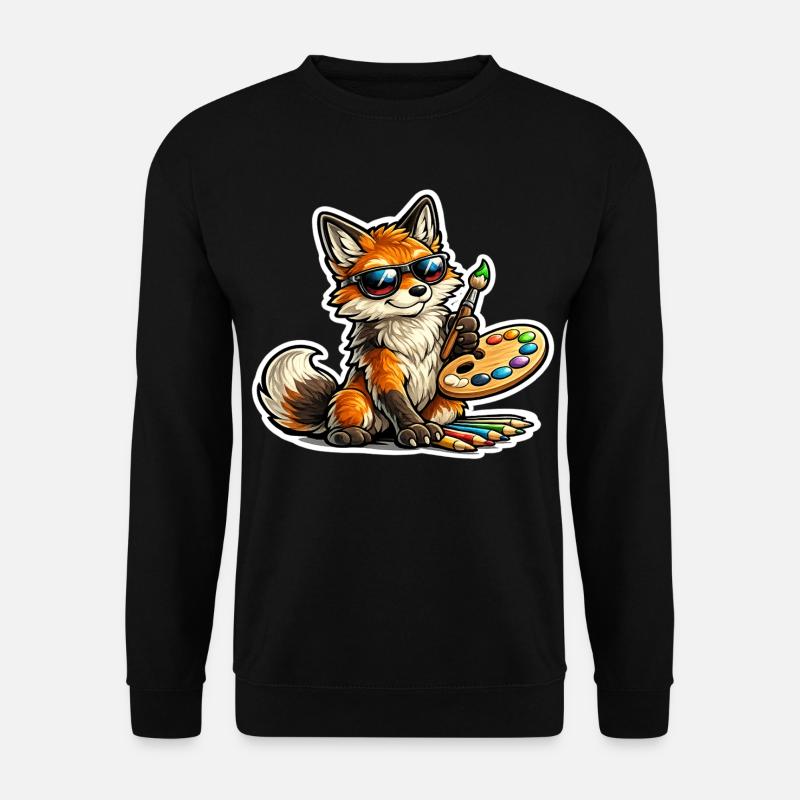 Naughty Fox Painter with Palette - Unisex Sweatshirt - black
