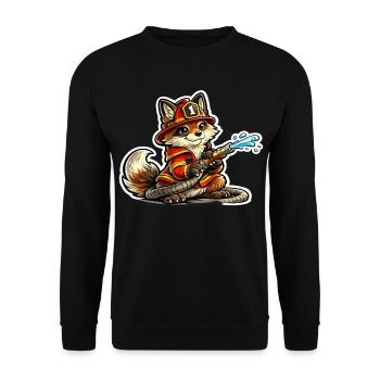 Fox firefighter hero in action - Unisex Sweatshirt - black - Front - Alina (178cm) & Michal (187cm)