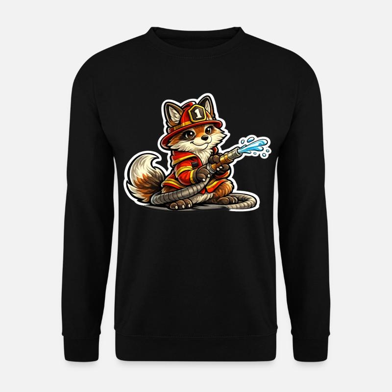 Fuchs Feuerwehrheld im Einsatz - Unisex Pullover - Schwarz