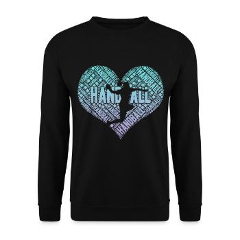 Handball Spielerin Herz - Unisex Pullover - Schwarz - Vorne - Alina (178cm) & Michal (187cm)