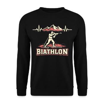 Biathlon Heartbeat ECG Winter Sports Fan - Unisex Sweatshirt - black - Front - Alina (178cm) & Michal (187cm)