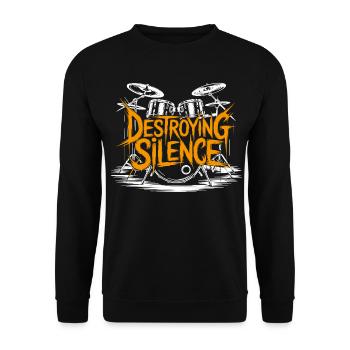 Drummer Drumset Design - Unisex Sweatshirt - black - Front - Alina (178cm) & Michal (187cm)