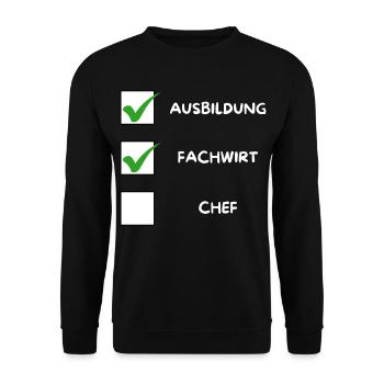 Fachwirt Checkliste - Unisex Pullover - Schwarz - Vorne - Alina (178cm) & Michal (187cm)