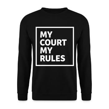 My Court My Rules Padel Tennis Statement - Unisex Pullover - Schwarz - Vorne - Alina (178cm) & Michal (187cm)