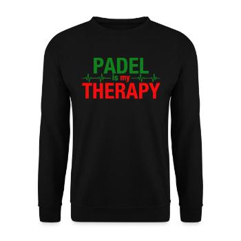 Padel est ma thérapie Heartbeat Sport Statement - Sweat-shirt Unisexe - noir - Devant - Alina (178cm) & Michal (187cm)
