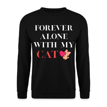 Für immer allein mit meiner Katze - Unisex Pullover - Schwarz - Vorne - Alina (178cm) & Michal (187cm)