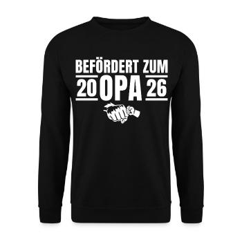 Babyparty Befördert zum Opa 2026 - Unisex Pullover - Schwarz - Vorne - Alina (178cm) & Michal (187cm)