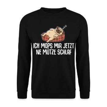 I pug me a cap sleep - dog owner - Unisex Sweatshirt - black - Front - Alina (178cm) & Michal (187cm)