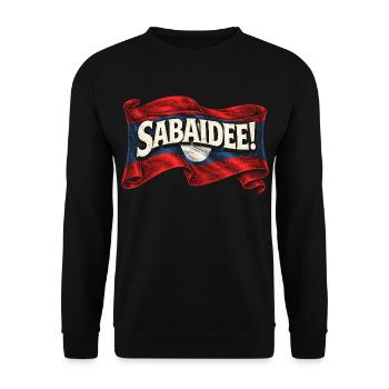 Laos Laotische Wurzel Sabaidee! - Unisex Pullover - Schwarz - Vorne - Alina (178cm) & Michal (187cm)