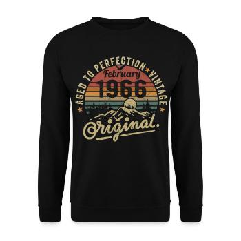 February 1966, Birthday 1966 Vintage February - Unisex Sweatshirt - black - Front - Alina (178cm) & Michal (187cm)