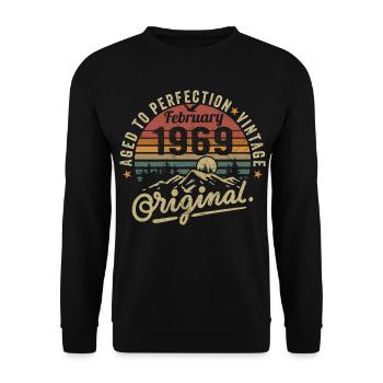February 1969, Birthday 1969 Vintage February - Unisex Sweatshirt - black - Front - Alina (178cm) & Michal (187cm)