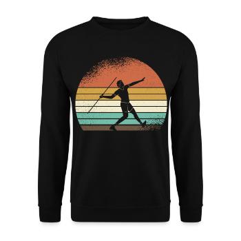 Retro Sonnenuntergang Skisport Silhouette - Unisex Pullover - Schwarz - Vorne - Alina (178cm) & Michal (187cm)