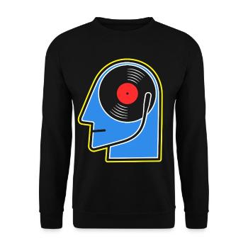 Blue Vinyl Album DJ Head - Unisex Sweatshirt - black - Front - Alina (178cm) & Michal (187cm)
