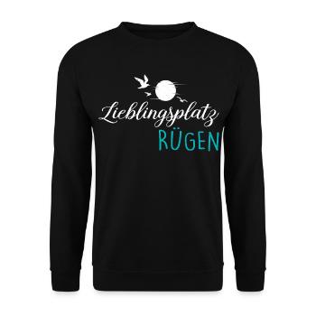 Ostsee Insel LIEBLINGSPLATZ RÜGEN Lustiges - Unisex Pullover - Schwarz - Vorne - Alina (178cm) & Michal (187cm)
