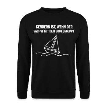 Gendern Sachse Boot - Unisex Pullover - Schwarz - Vorne - Alina (178cm) & Michal (187cm)