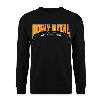 Heavy Metal Hell yes Text-Logo - Unisex Pullover - Schwarz - Vorne - Alina (178cm) & Michal (187cm)