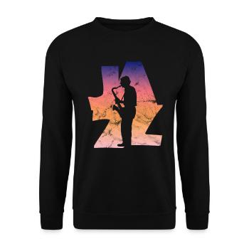 Jazz Saxophonist - Unisex Sweatshirt - black - Front - Alina (178cm) & Michal (187cm)