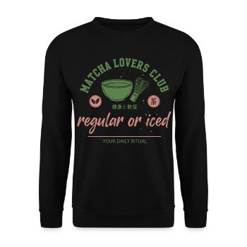 Matcha Lovers Club Regular Or Iced Daily Ritual - Unisex Sweatshirt - black - Front - Alina (178cm) & Michal (187cm)
