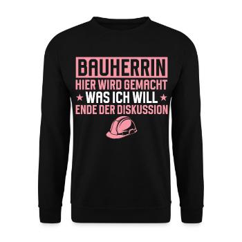Builder Funny Gift House Building Construction Site - Unisex Sweatshirt - black - Front - Alina (178cm) & Michal (187cm)