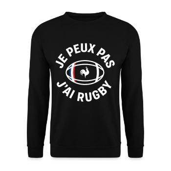 Coq Rugby Français – Je peux pas - Sweat-shirt Unisexe - noir - Devant - Alina (178cm) & Michal (187cm)