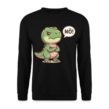 Cute dinosaur Nope funny saying - Unisex Sweatshirt - black - Front - Alina (178cm) & Michal (187cm)