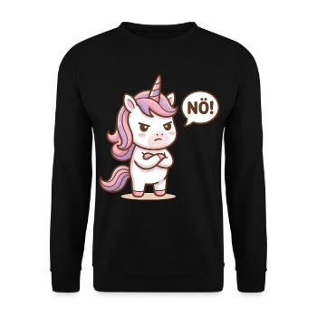 Cute Unicorn Nope Funny Saying - Unisex Sweatshirt - black - Front - Alina (178cm) & Michal (187cm)