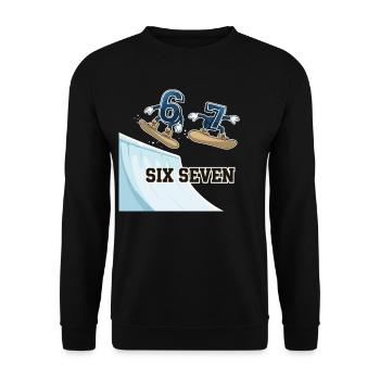 67 Six Seven Meme Snowboarding Funny - Unisex Sweatshirt - black - Front - Alina (178cm) & Michal (187cm)