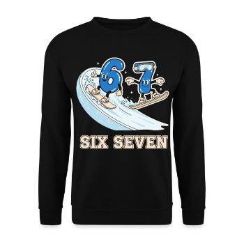 67 Six Seven Snowboarder Wintersport - Unisex Pullover - Schwarz - Vorne - Alina (178cm) & Michal (187cm)