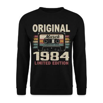 März 1984 Vintage März 1984 - Unisex Pullover - Schwarz - Vorne - Alina (178cm) & Michal (187cm)