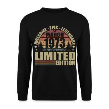 Millésime Mars 1973 Anniversaire - mars 1973 - Sweat-shirt Unisexe - noir - Devant - Alina (178cm) & Michal (187cm)