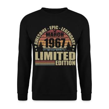Millésime Mars 1967 Anniversaire - mars 1967 - Sweat-shirt Unisexe - noir - Devant - Alina (178cm) & Michal (187cm)