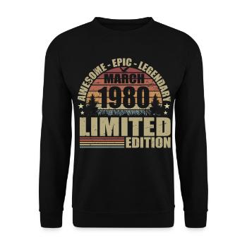 Millésime Mars 1980 Anniversaire - mars 1980 - Sweat-shirt Unisexe - noir - Devant - Alina (178cm) & Michal (187cm)